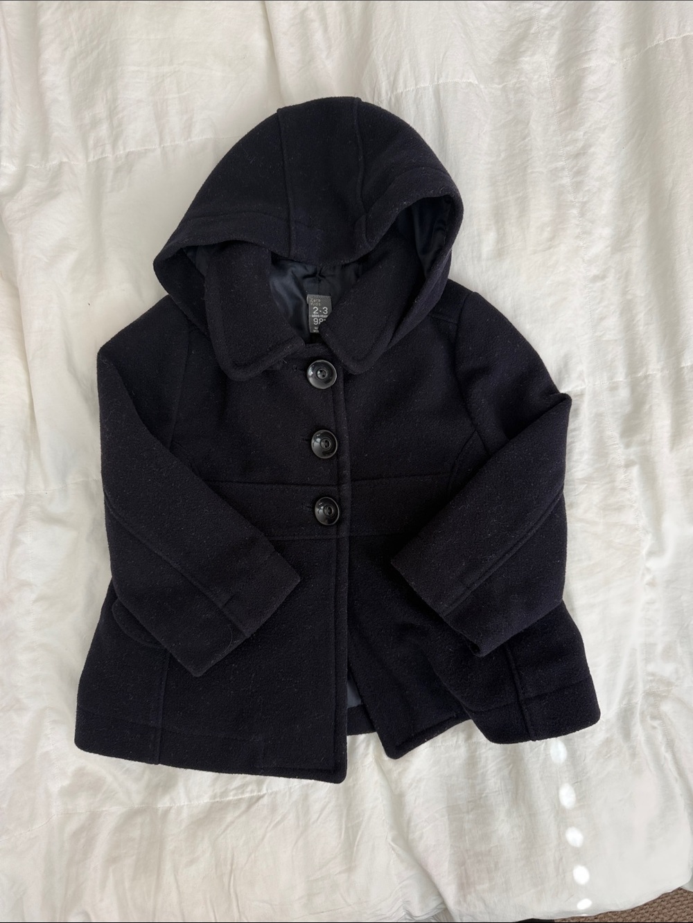 ZARA Girls Pea Coat with removable hood 2-3T